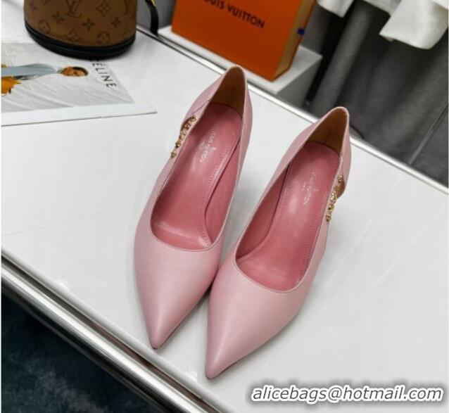 Sophisticated Louis Vuitton Signature Calf Leather Pumps 8.5cm Pink 032311