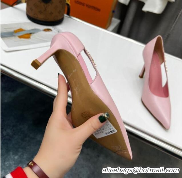 Sophisticated Louis Vuitton Signature Calf Leather Pumps 8.5cm Pink 032311