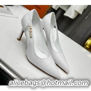 Sumptuous Louis Vuitton Signature Calf Leather Pumps 8.5cm White 032312