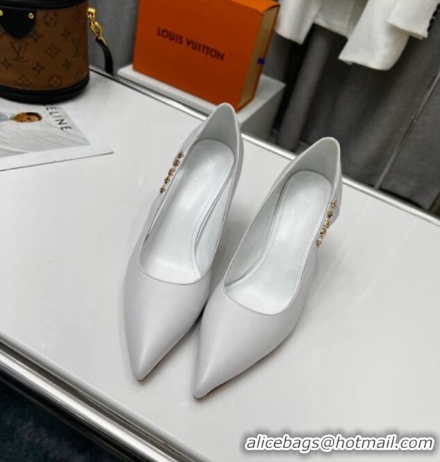 Sumptuous Louis Vuitton Signature Calf Leather Pumps 8.5cm White 032312