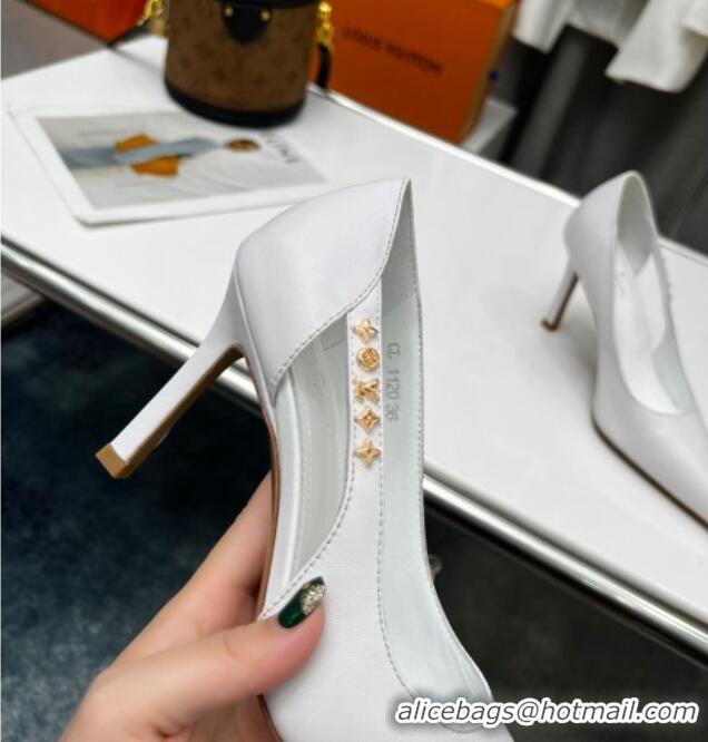 Sumptuous Louis Vuitton Signature Calf Leather Pumps 8.5cm White 032312