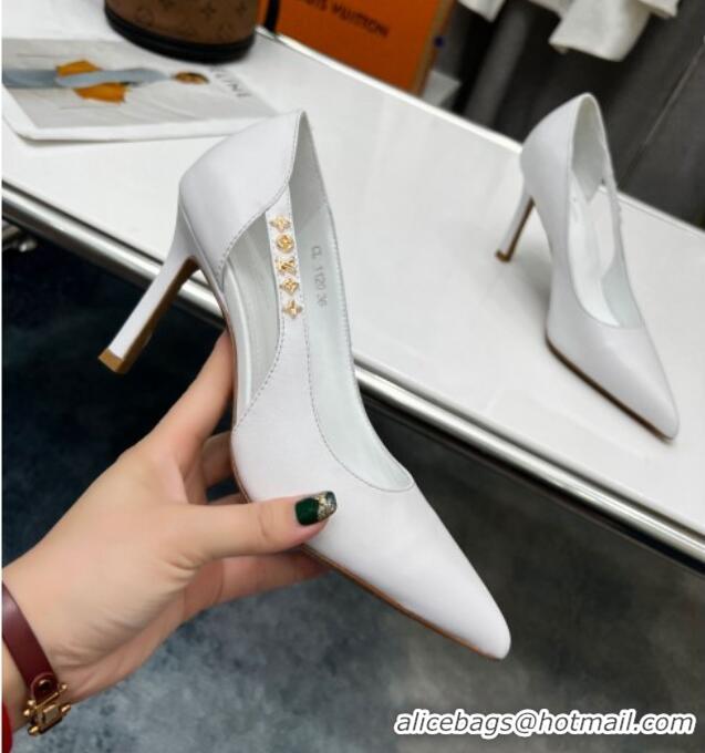 Sumptuous Louis Vuitton Signature Calf Leather Pumps 8.5cm White 032312