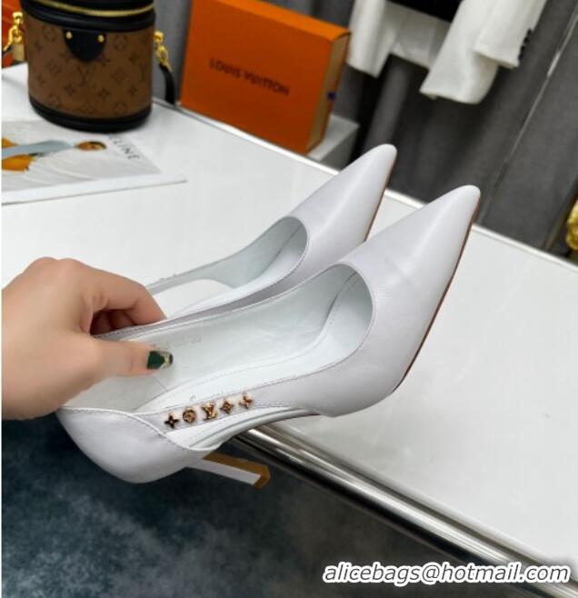 Sumptuous Louis Vuitton Signature Calf Leather Pumps 8.5cm White 032312