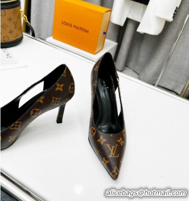 Charming Louis Vuitton Signature Monogram Canvas Pumps 8.5cm Brown 032314