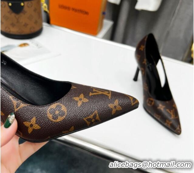 Charming Louis Vuitton Signature Monogram Canvas Pumps 8.5cm Brown 032314