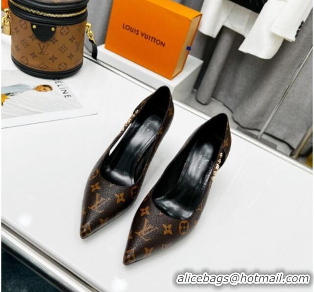 Charming Louis Vuitton Signature Monogram Canvas Pumps 8.5cm Brown 032314