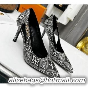 Good Quality Louis Vuitton Signature Since 1854 Pumps 8.5cm Grey 032315