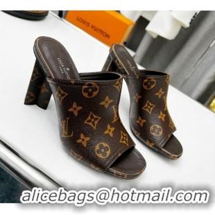 Hot Style Louis Vuitton Silhouette High Heel Slide Sandals 8cm Monogram Canvas 032319