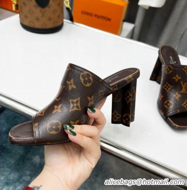 Hot Style Louis Vuitton Silhouette High Heel Slide Sandals 8cm Monogram Canvas 032319