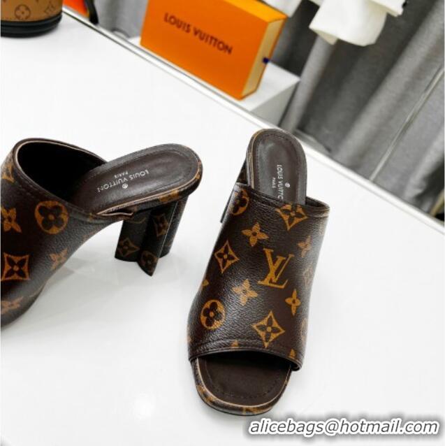 Hot Style Louis Vuitton Silhouette High Heel Slide Sandals 8cm Monogram Canvas 032319