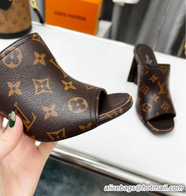 Hot Style Louis Vuitton Silhouette High Heel Slide Sandals 8cm Monogram Canvas 032319