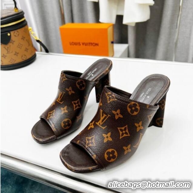 Hot Style Louis Vuitton Silhouette High Heel Slide Sandals 8cm Monogram Canvas 032319