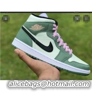 Good Price Nike Air Jordan AJ1 Mid-top Sneakers 112367 Light Green/White