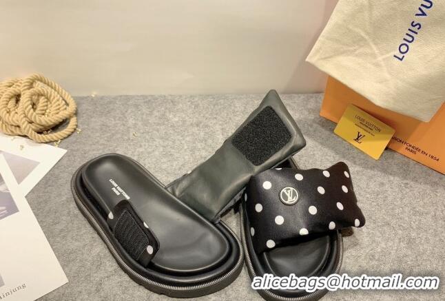 Discount Louis Vuitton Pool Pillow Comfort Dotted Slide Sandals Black 032339