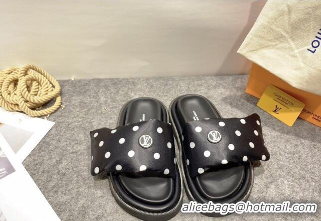 Discount Louis Vuitton Pool Pillow Comfort Dotted Slide Sandals Black 032339