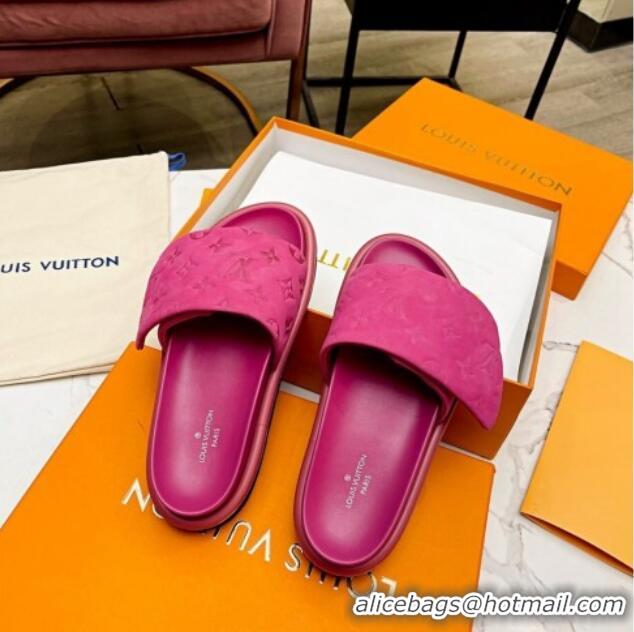 Cheap Price Louis Vuitton Pool Pillow Comfort Monogram Suede Slide Sandals Pink 032342