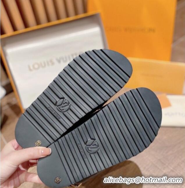 Good Quality Louis Vuitton Paseo Flat Comfort Crossover Monogram Leather Sandals Black 032351