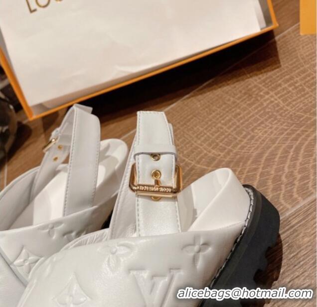 Perfect Louis Vuitton Paseo Flat Comfort Crossover Monogram Leather Sandals White 032352