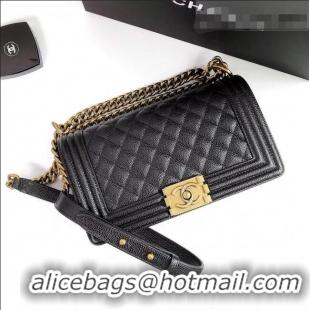 Good Product Chanel Grained Leather Medium Classic Boy Flap Bag A67086 Black/Aged Gold 2022