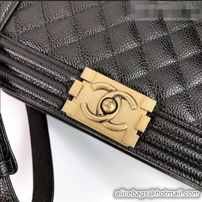 Good Product Chanel Grained Leather Medium Classic Boy Flap Bag A67086 Black/Aged Gold 2022