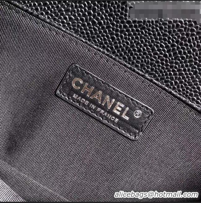 Buy Discount Chanel Grained Leather Medium Classic Boy Flap Bag A67086 Black/Aged Silver 2022