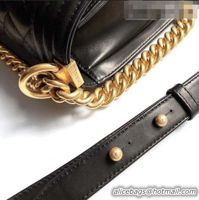 Top Quality Chanel Lambskin Medium Classic Boy Flap Bag A67086 Black/Shiny Gold 2022