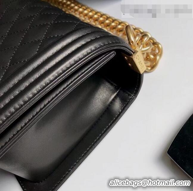 Top Quality Chanel Lambskin Medium Classic Boy Flap Bag A67086 Black/Shiny Gold 2022