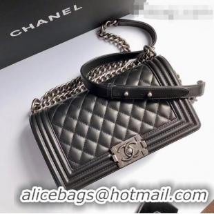 Promotional Chanel Lambskin Medium Classic Boy Flap Bag A67086 Black/Aged Silver 2022