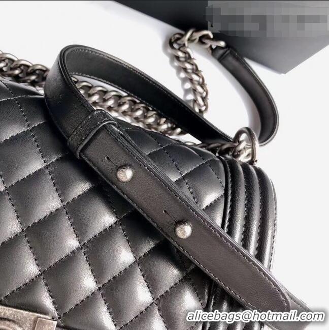 Promotional Chanel Lambskin Medium Classic Boy Flap Bag A67086 Black/Aged Silver 2022