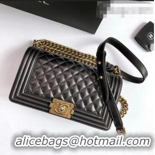 Reasonable Price Chanel Lambskin Medium Classic Boy Flap Bag A67086 Black/Aged Gold 2022