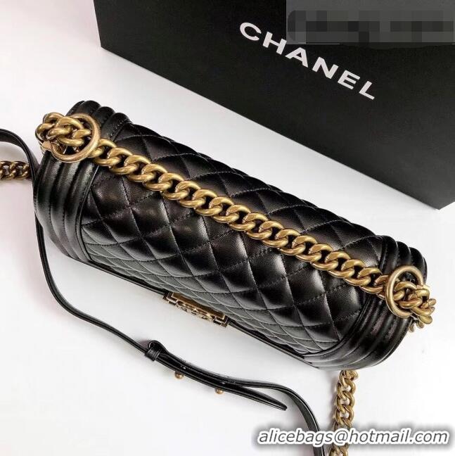 Reasonable Price Chanel Lambskin Medium Classic Boy Flap Bag A67086 Black/Aged Gold 2022