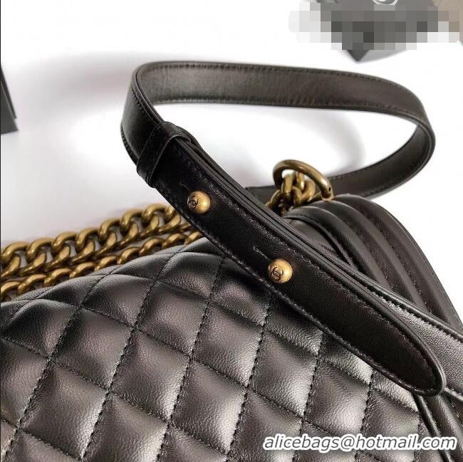 Reasonable Price Chanel Lambskin Medium Classic Boy Flap Bag A67086 Black/Aged Gold 2022