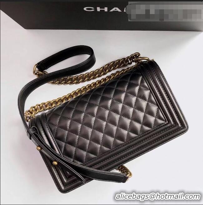 Reasonable Price Chanel Lambskin Medium Classic Boy Flap Bag A67086 Black/Aged Gold 2022