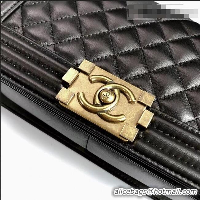 Reasonable Price Chanel Lambskin Medium Classic Boy Flap Bag A67086 Black/Aged Gold 2022