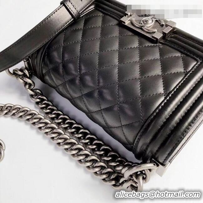 Top Grade Chanel Lambskin Small Classic Boy Flap Bag A67085 Black/Aged Silver 2022