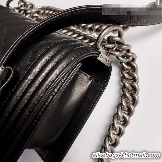 Top Grade Chanel Lambskin Small Classic Boy Flap Bag A67085 Black/Aged Silver 2022