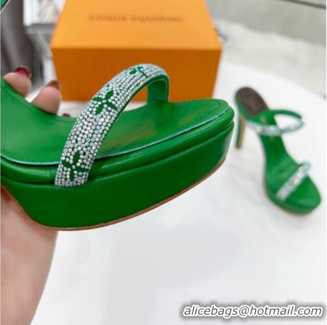 Shop Duplicate Louis Vuitton Appeal Crystal Slender Straps High Slide Sandals 10.5cm Green 032363