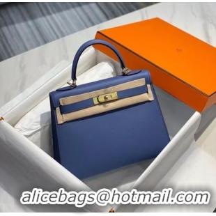 Famous Brand Hermes Original Epsom Leather KEL2578 dark blue