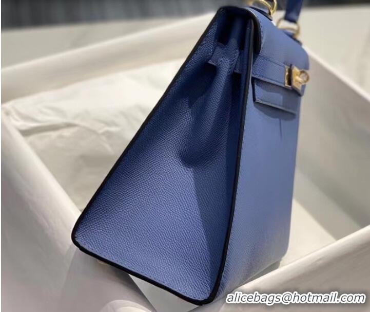 Famous Brand Hermes Original Epsom Leather KEL2578 dark blue