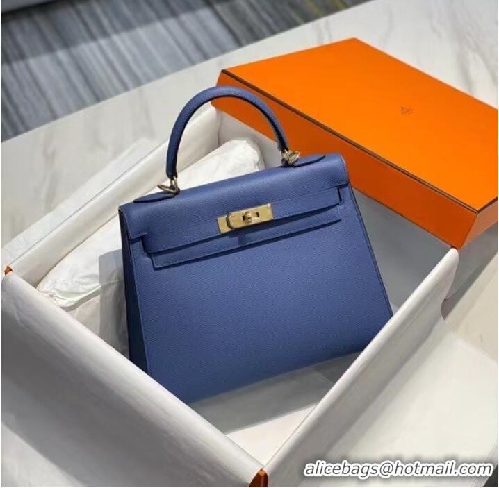 Famous Brand Hermes Original Epsom Leather KEL2578 dark blue