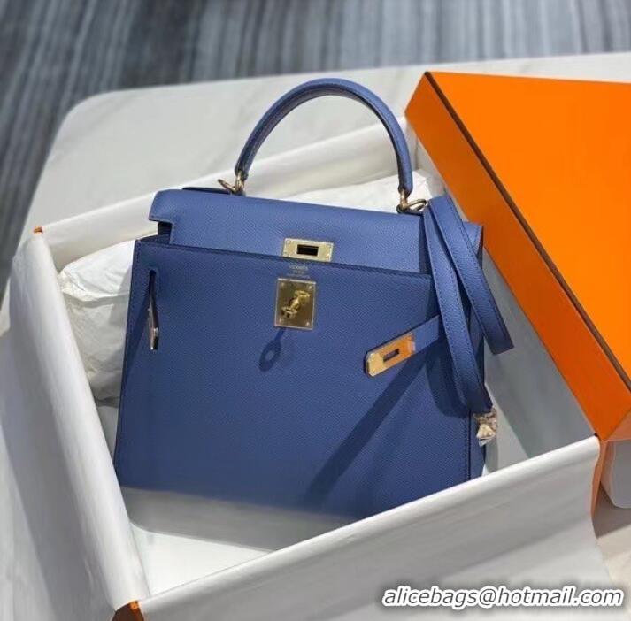 Famous Brand Hermes Original Epsom Leather KEL2578 dark blue