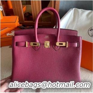 Buy Discount Hermes original Togo Leather HB25O Burgundy