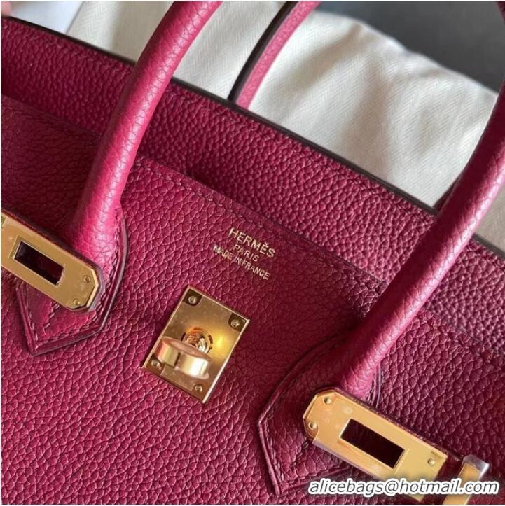 Buy Discount Hermes original Togo Leather HB25O Burgundy