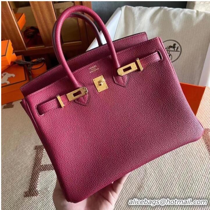 Buy Discount Hermes original Togo Leather HB25O Burgundy