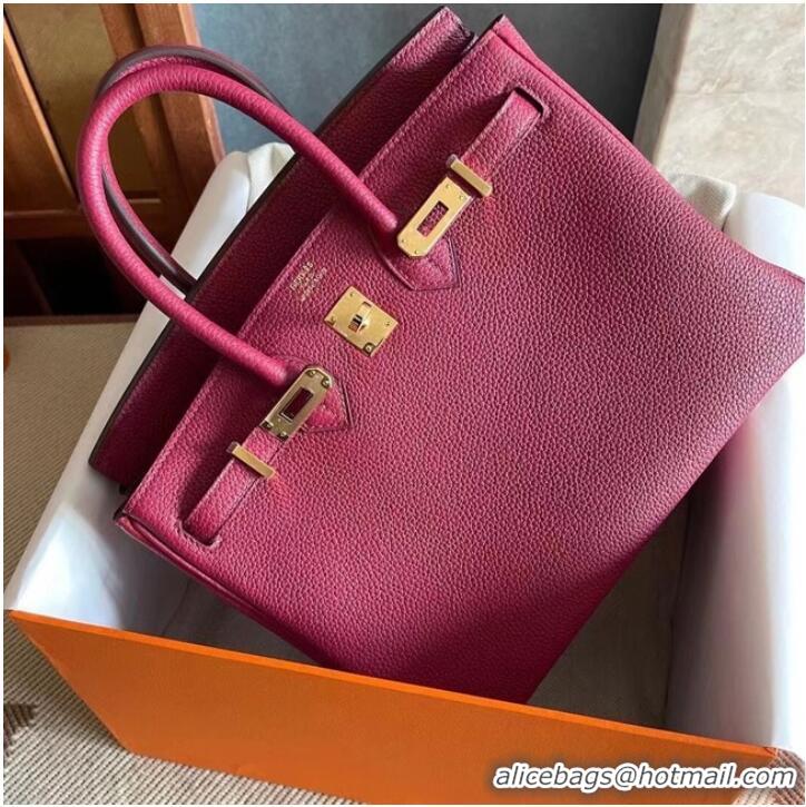 Buy Discount Hermes original Togo Leather HB25O Burgundy