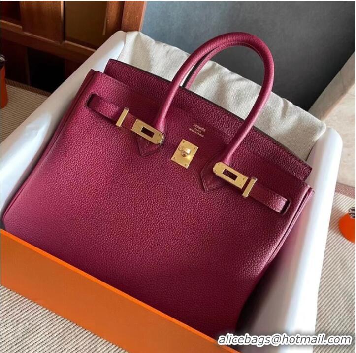 Buy Discount Hermes original Togo Leather HB25O Burgundy