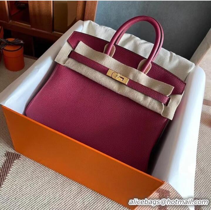 Buy Discount Hermes original Togo Leather HB25O Burgundy