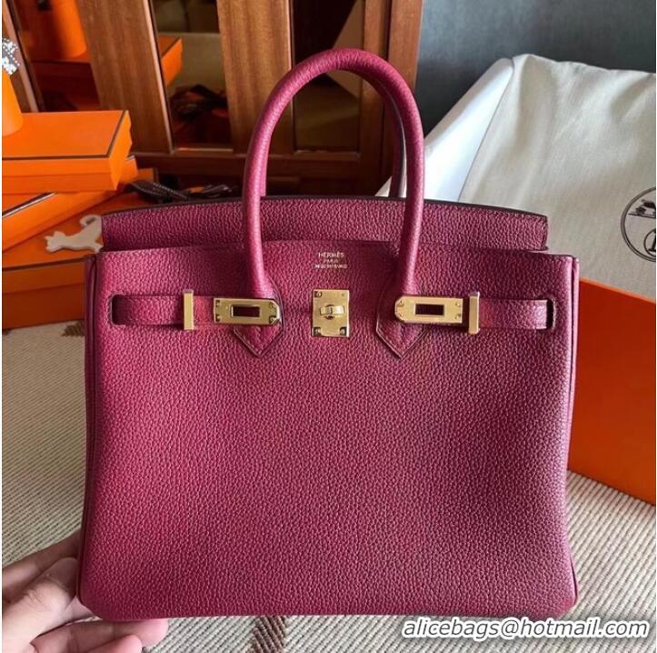 Buy Discount Hermes original Togo Leather HB25O Burgundy