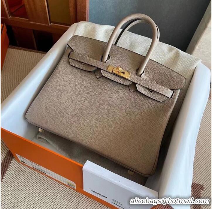 Well Crafted Hermes original Togo Leather HB25O light gray