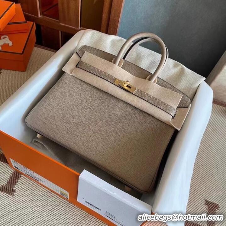 Well Crafted Hermes original Togo Leather HB25O light gray